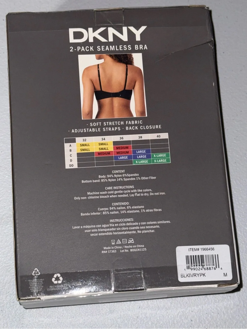 DKNY 2-Pack Seamless Bras Size Medium Black & White Soft Stretch NWT